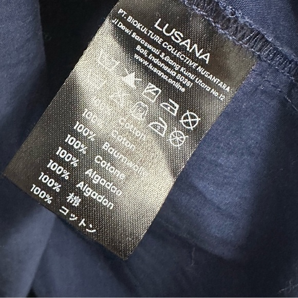 Lusana Dress Midi Tiered Navy Blue Vacation Summer Dainty Size 2 Extra Small - Picture 7 of 8